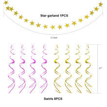 Load image into Gallery viewer, Happy Birthday Banner Kit - Happy Birthday Decorations Include 1 Bday Banner, 8 Swirls, 8 Honeycomb Balls, 1 Star Garland - Birthday Party Decorations