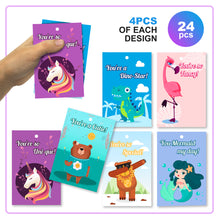 Load image into Gallery viewer, 24 Pack Valentine Day Gift Sets Kids Party Favors 48PCS Valentine Day Cards with Glitter Sequin Keychains for Valentine Classroom Exchange School Priz