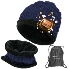 Load image into Gallery viewer, Wireless Beanie - Wireless Headphones Hat and Scarf Set for Winter Outdoor Men Women Warm Knitted Music Hat Black