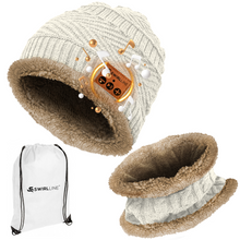 Load image into Gallery viewer, Bluetooth Beanie Wireless Hat with Scarf – Maroon Headphone Beanie Hat with Upgraded Bluetooth 5.0 - Wireless Beanie Bluetooth Hat for Women - Warm Kn