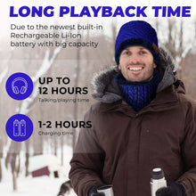 Load image into Gallery viewer, Bluetooth Beanie Wireless Hat with Scarf – Blue Headphone Beanie Hat with Upgraded Bluetooth 5.0 - Wireless Beanie Bluetooth Hat for Women - Warm Knit