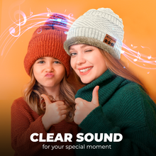Load image into Gallery viewer, Bluetooth Beanie Wireless Hat with Scarf – White Headphone Beanie Hat with Upgraded Bluetooth 5.0 - Wireless Beanie Bluetooth Hat for Women - Warm Kni