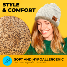 Load image into Gallery viewer, Bluetooth Beanie Wireless Hat with Scarf – White Headphone Beanie Hat with Upgraded Bluetooth 5.0 - Wireless Beanie Bluetooth Hat for Women - Warm Kni