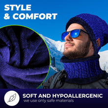 Load image into Gallery viewer, Bluetooth Beanie Wireless Hat with Scarf – Blue Headphone Beanie Hat with Upgraded Bluetooth 5.0 - Wireless Beanie Bluetooth Hat for Women - Warm Knit