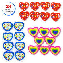 Load image into Gallery viewer, 24 Pack Valentine Day Gift Sets Kids Party Favors 99PCS Valentine Day Cards with Erasers Pins Stickers in Gift Bags for Valentine Classroom Exchange S
