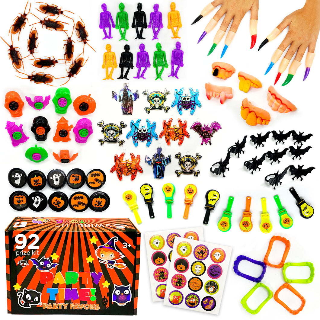 S SWIRLLINE Halloween Party Favors Bulk Toys Assortment 92PCS- Bucket Stuffers Pinata Filler - Halloween Treat Bags - Trick or Treat Toys Trinkets for