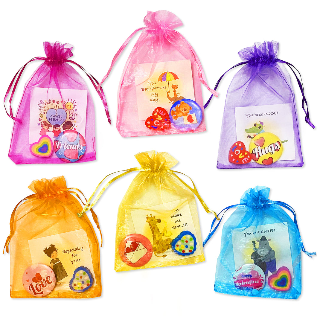 24 Pack Valentine Day Gift Sets Kids Party Favors 99PCS Valentine Day Cards with Erasers Pins Stickers in Gift Bags for Valentine Classroom Exchange S